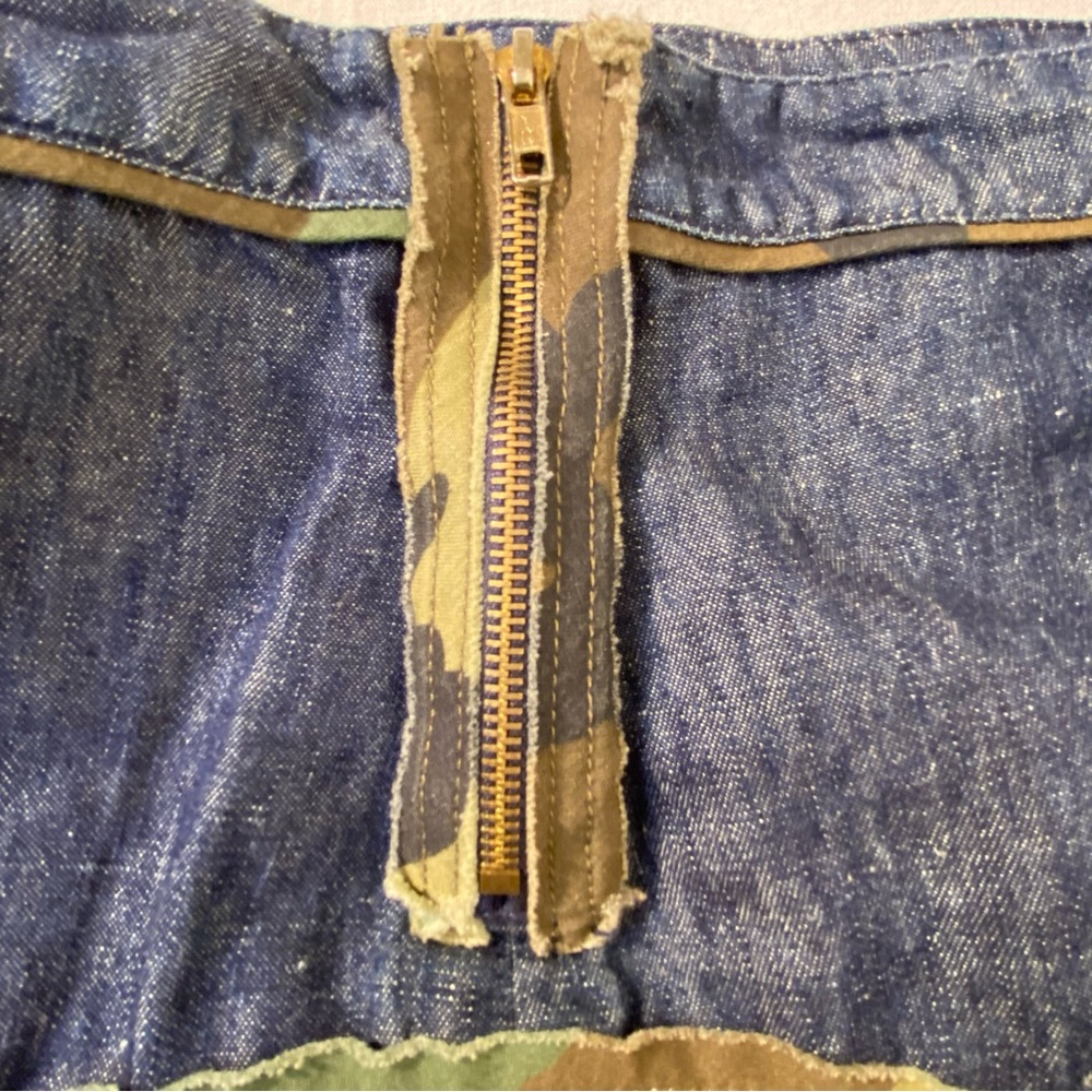 Vintage Parasuco Denim Skirt Camouflage Embroidered Animal Y2K Streetwear Size 6 - Picture 6 of 12
